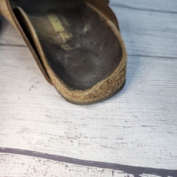 Birkenstock Arizona Oiled Leather Sandals Tobacco Brown US 6 EU 37 Distressed - Picture 11 of 13
